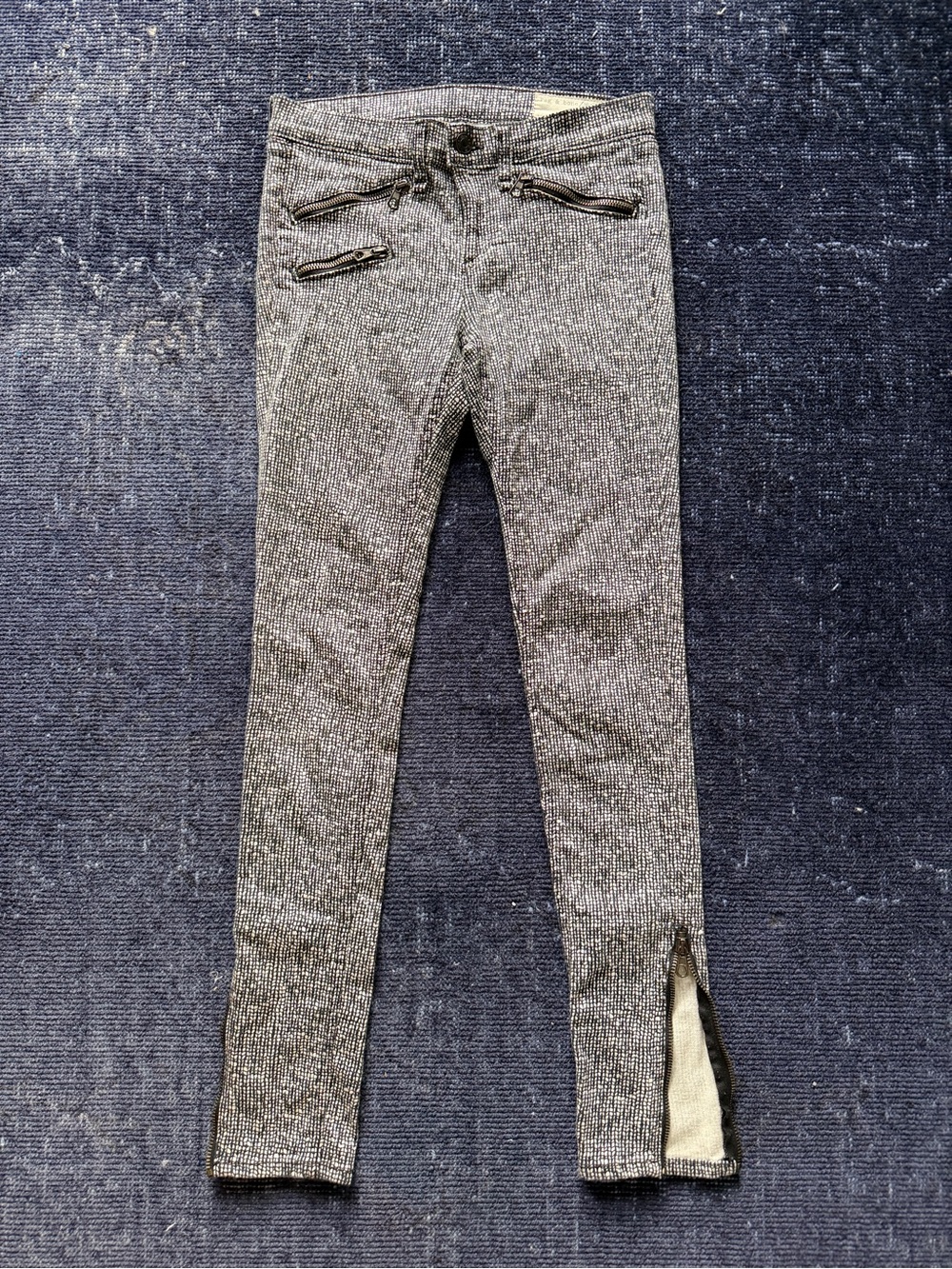 Women’s Rag & Bone Jeans Pants Black White Skinny Zip Ankle